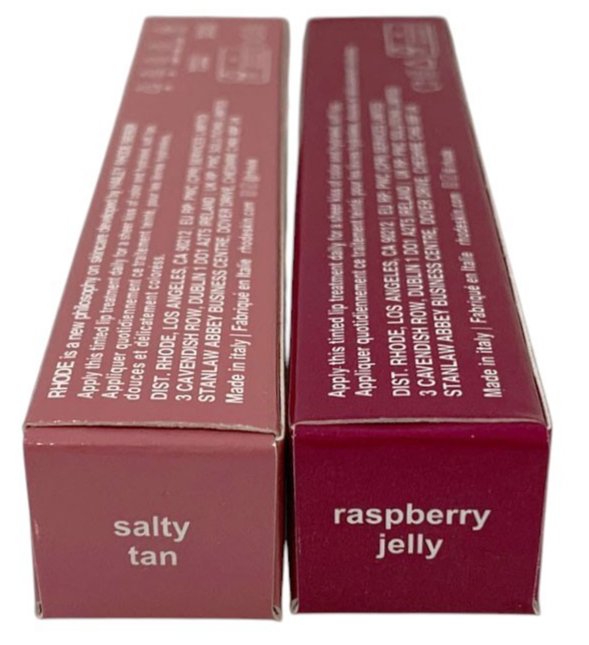 Rhode Peptide Lip Tint 10ml Shea Butter Sheer SET of 2 SALTY TAN & RASPBERRY JEL