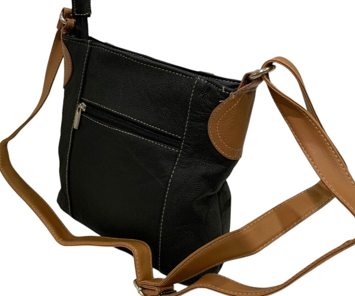 BLACK MEDIUM WOMEN COWHIDE LEATHER CROSS BODY SHOULDER MESSENGER BAG SATCHEL