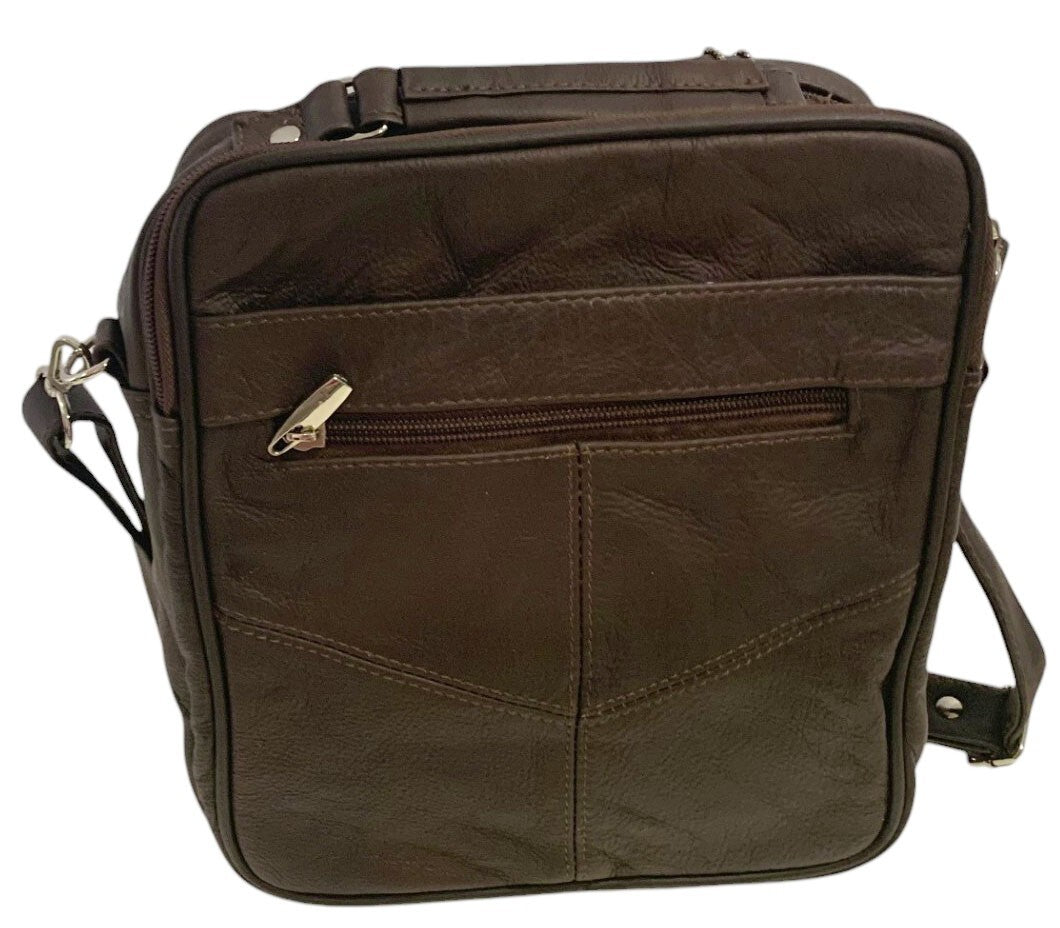 Brown Large Cowhide Leather Messenger Crossbody Shoulder Bag Satchel for Men