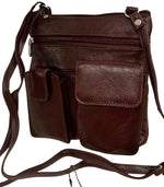 BURGUNDY Cowhide Leather Crossbody Shoulder Bag  Organizer Handbag for Women