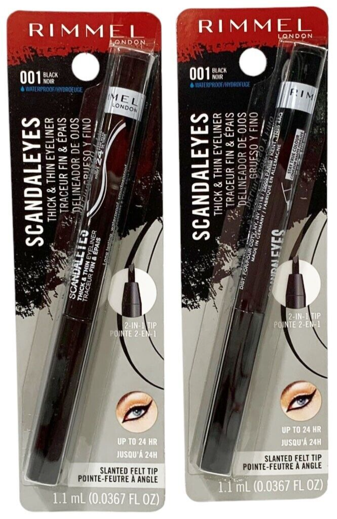2-Rimmel Scandaleyes Thick and Thin Eyeliner 2 in 1 Tip 001 Black Waterproof