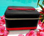 Shiseido New Leather Black/ Red Large Cosmetic Box Carrier With Mirror