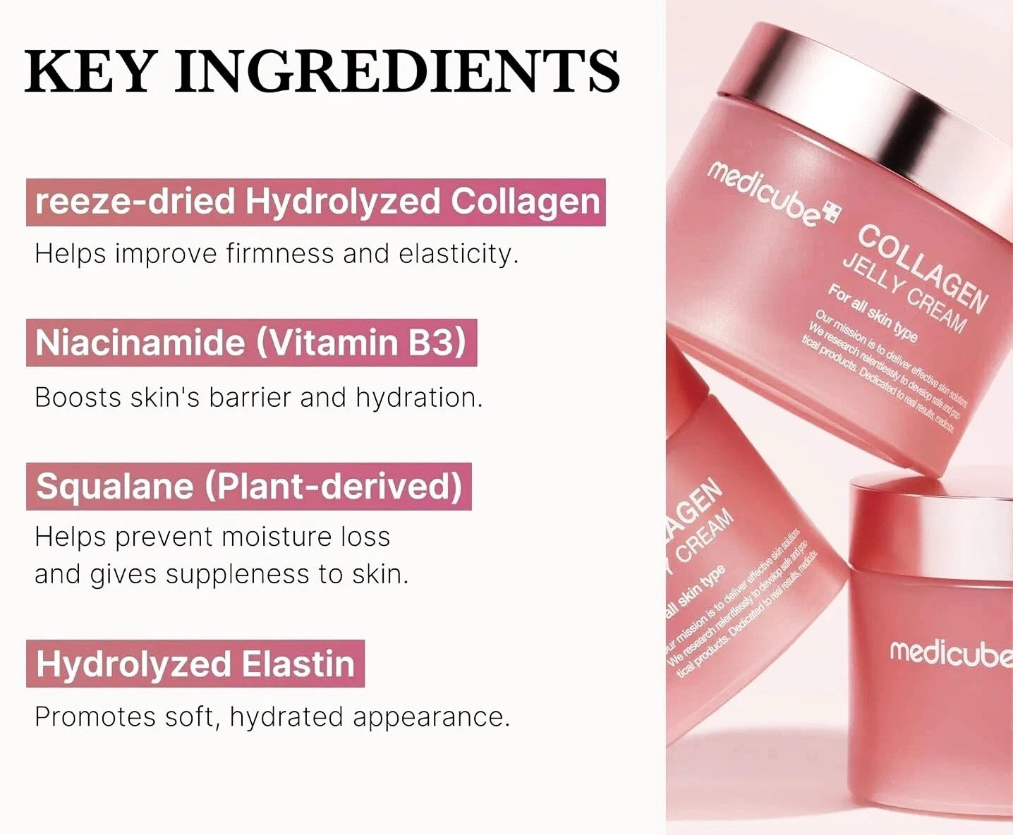MEDICUBE Collagen Jelly Cream Niacinamide & Hydrolyzed Collagen 3.71oz Exp 06/28