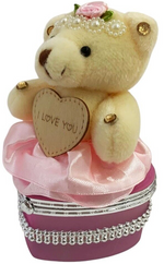 I Love You Bear With Heart Shaped Jewelry Gift Boxes SET OF 2 Pink & Fuchsia