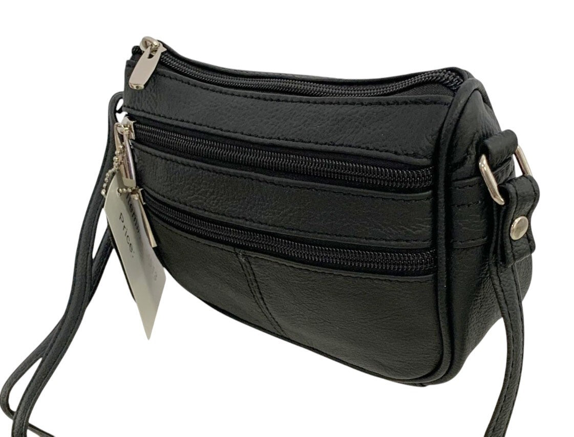 Black Soft Cowhide Leather Small Handbag Crossbody Shoulder Bag  Purse for Women