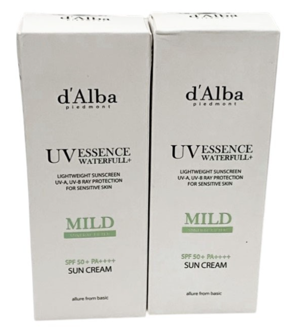 D'ALBA UV ESSENCE WATERFULL  MILD Sun Cream SENSITIVE SKIN 1.7oz GREEN SET OF 2