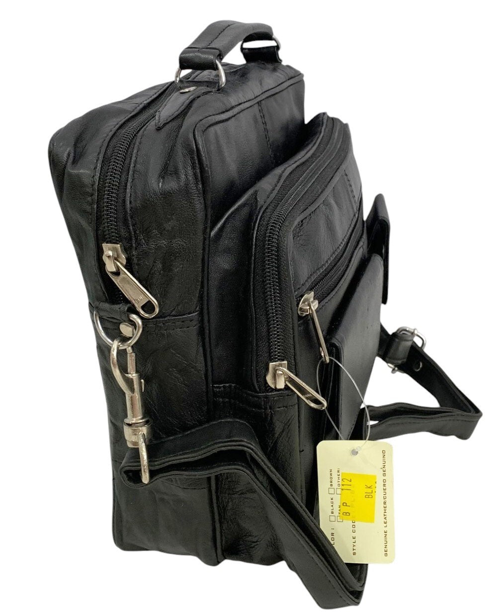 Black Leather Messenger Crossbody Shoulder Bag Organizer Handbag Satchel for Men