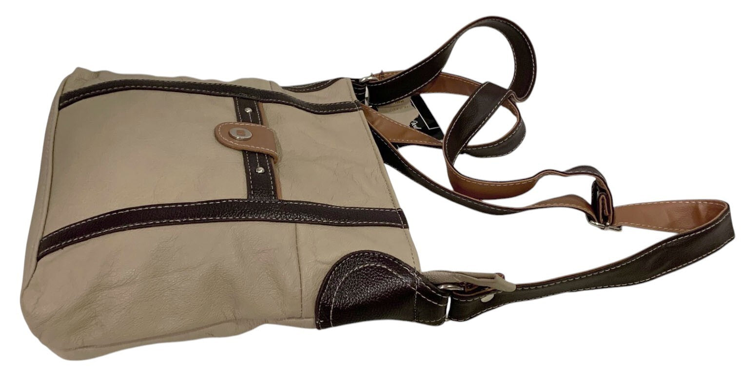IVORY WOMENS MEDIUM COWHIDE LEATHER CROSS BODY SHOULDER MESSENGER BAG HANDBAG