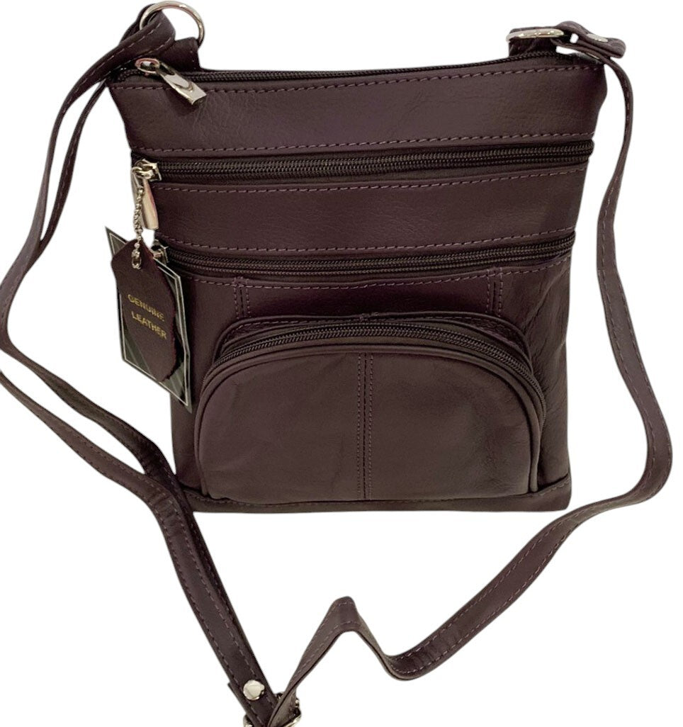 New PURPLE Leathers Crossbody Messenger Purse Bag 5 Pockets, Adjustable Strap