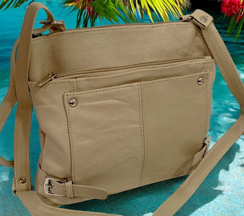 IVORY WOMEN MEDIUM COWHIDE LEATHER CROSS BODY SHOULDER BAG HANDBAG PURSE HOBO
