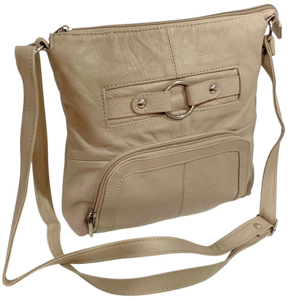IVORY WOMEN MEDIUM COWHIDE LEATHER CROSS BODY SHOULDER BAG HANDBAG PURSE HOBO