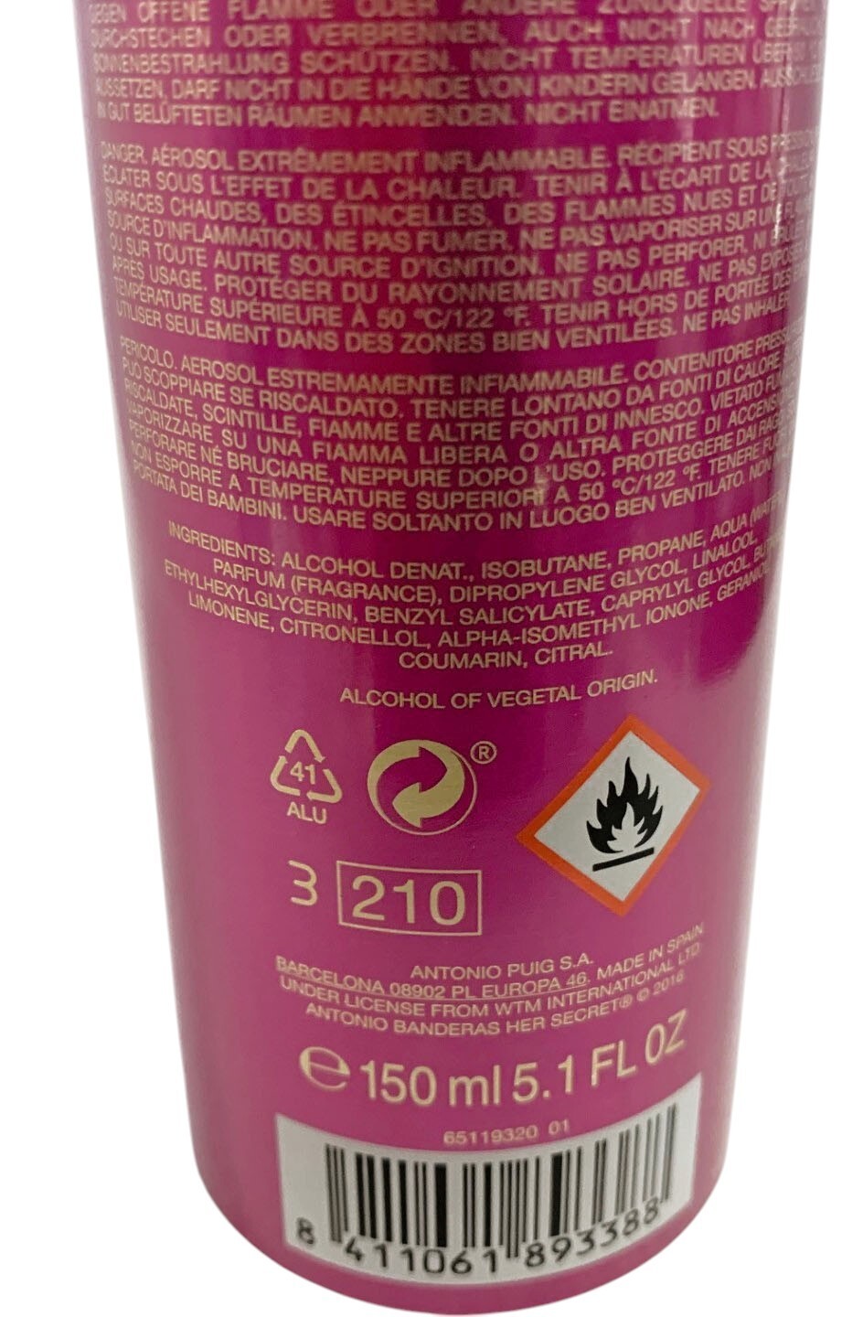 Antonio Banderas Her Secret Temptation 24h Deodorant Spray 5.1oz 2 Pack