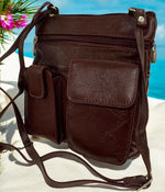 BURGUNDY Cowhide Leather Crossbody Shoulder Bag  Organizer Handbag for Women