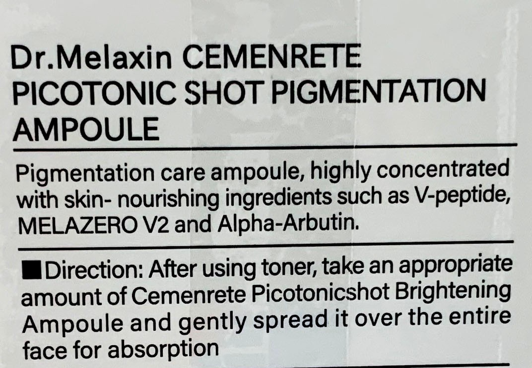 Dr. Melaxin Cemenrete Picotonic Shot Pigmentation Corrector Calcium Ampoule 30ml