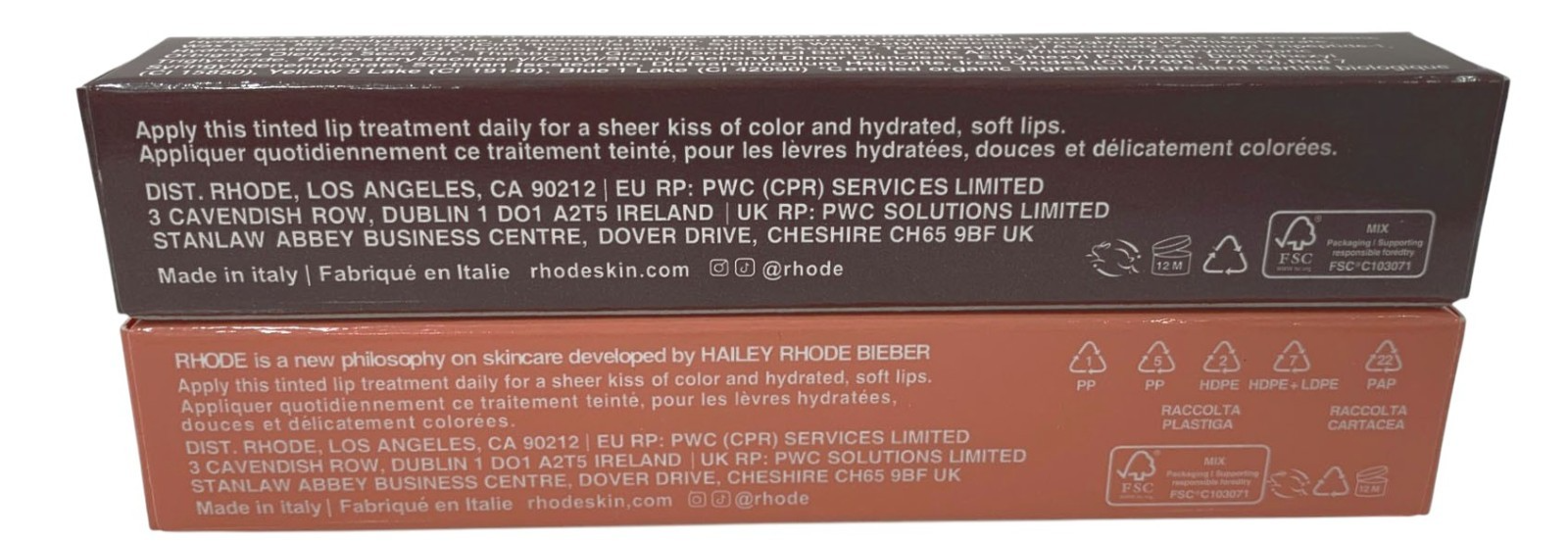 Rhode Peptide Lip Tint 10ml Shea Butter Sheer SET of 2: ESPRESSO & PEACH PIT