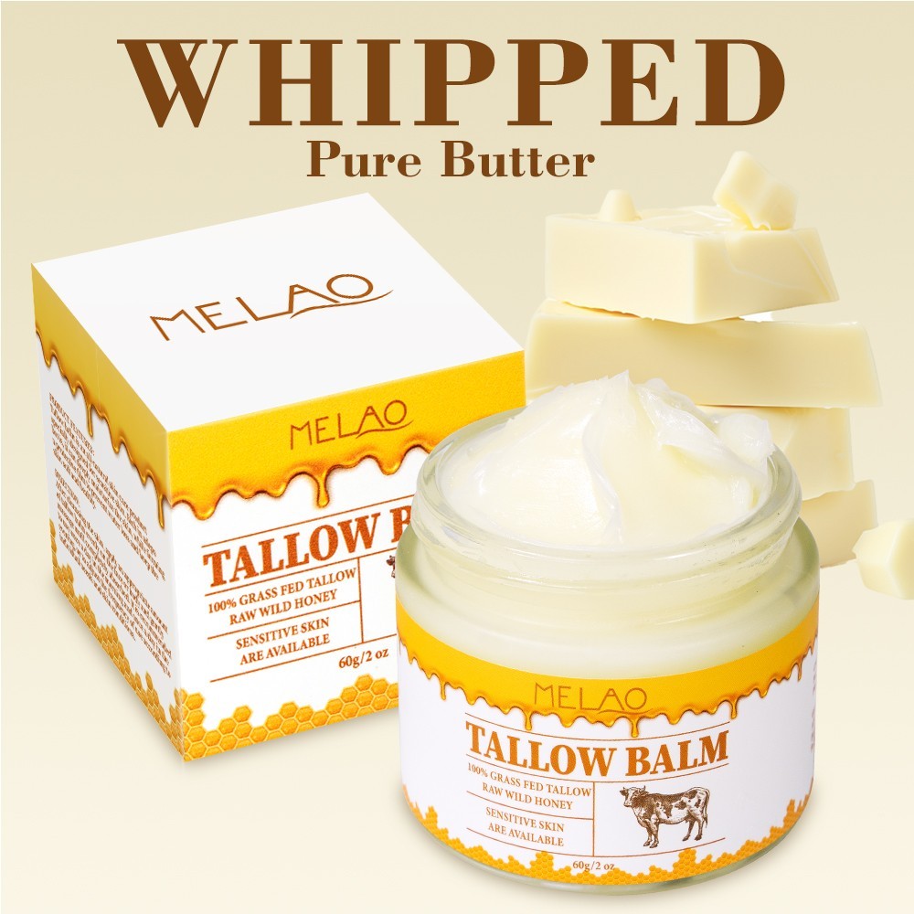 MELAO TALLOW BALM GRASS FED&ROW WILD HONEY NATURAL SKIN MOISTURIZER &REPAIR 2oz