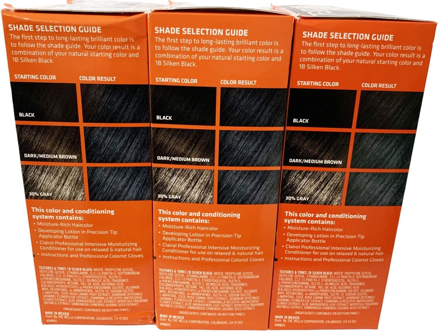 3-Clairol Textures & Tones 1B Silken Black Permanent Hair Color No Ammonia