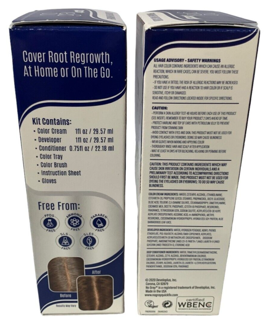 2-No Gray Permanent Root Touch up Ammonia Free MEDIUM BROWN Hair Color NIB