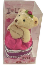 I Love You Bear With Heart Shaped Jewelry Gift Box Dark Pink/Purple