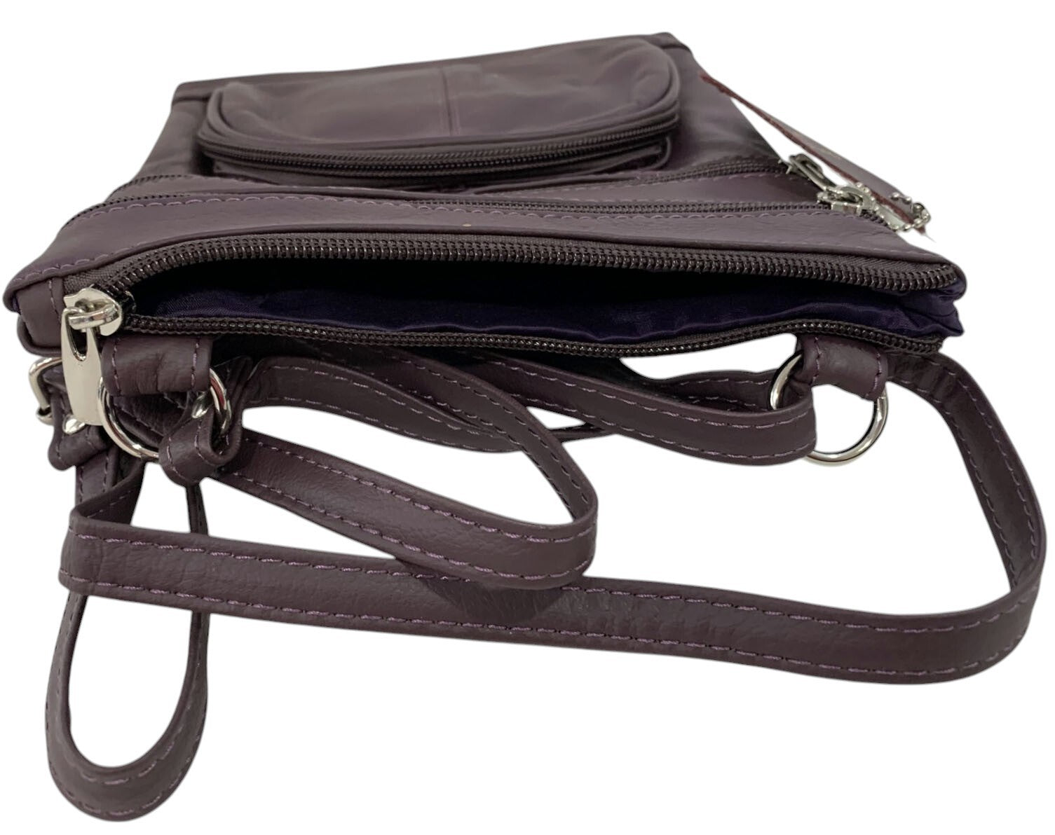 New PURPLE Leathers Crossbody Messenger Purse Bag 5 Pockets, Adjustable Strap