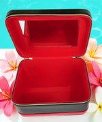 Shiseido New Leather Black/ Red Large Cosmetic Box Carrier With Mirror
