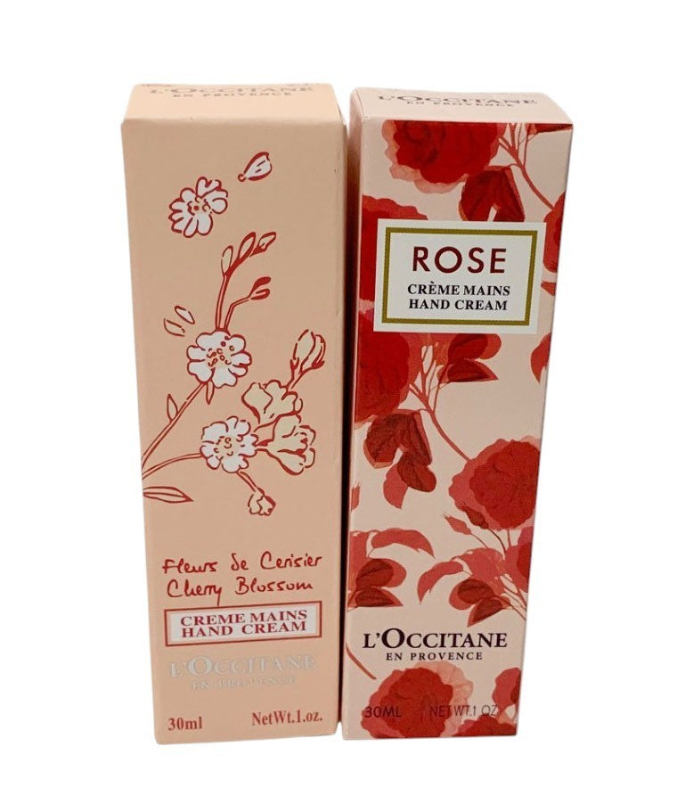 L’Occitane En Provence Cherry Blossom and Rose Hand Cream 1oz/30ml Set of 2