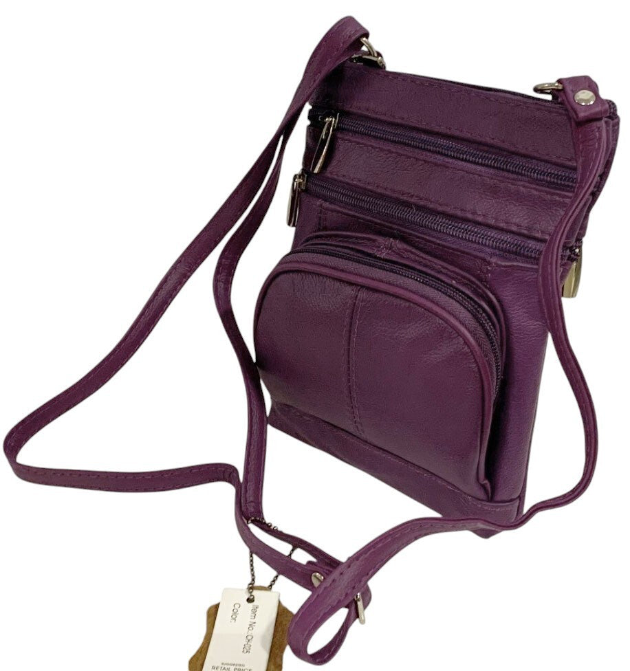 New PURPLE Small Leathers Crossbody Messenger Purse Bag  Adjustable Strap