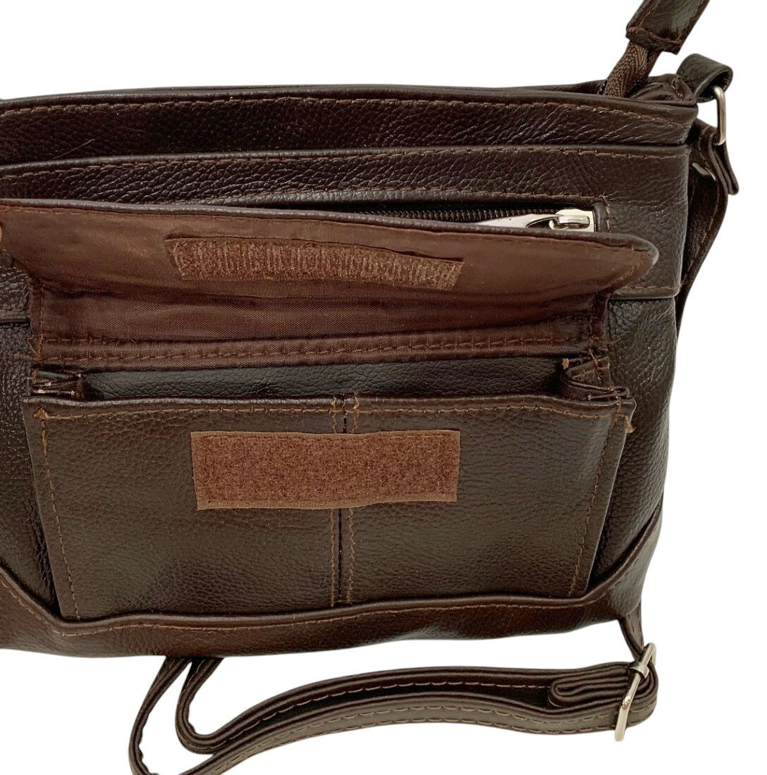 Brown Cowhide Leather Small Handbag Crossbody Shoulder Bag  Purse for Women