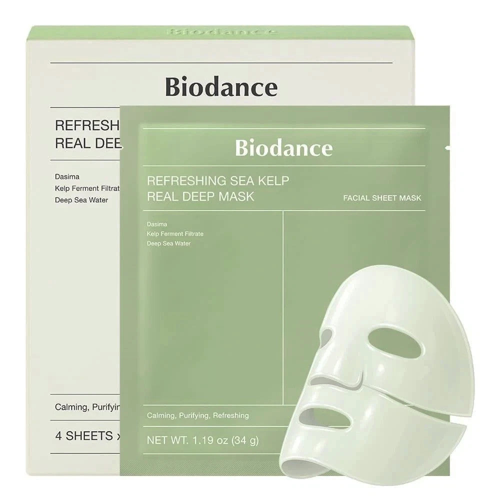 BIODANCE REFRESHING SEA KELP & VITA NIACINAMIDE REAL DEEP MASKS-8 Pack 4 of Each