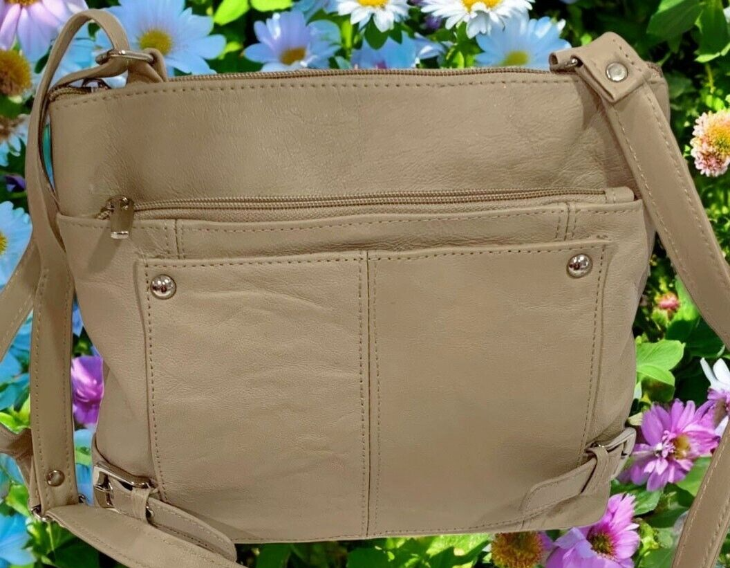 IVORY WOMEN MEDIUM COWHIDE LEATHER CROSS BODY SHOULDER BAG HANDBAG PURSE HOBO