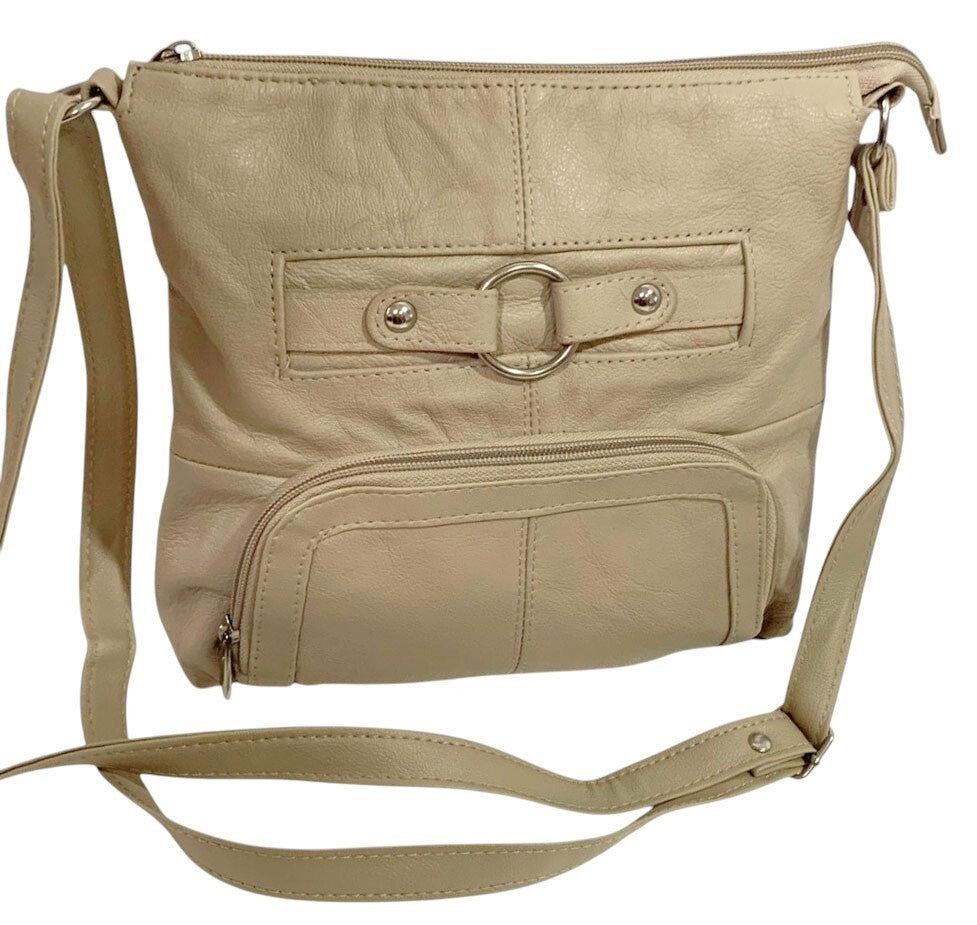 IVORY WOMEN MEDIUM COWHIDE LEATHER CROSS BODY SHOULDER BAG HANDBAG PURSE HOBO