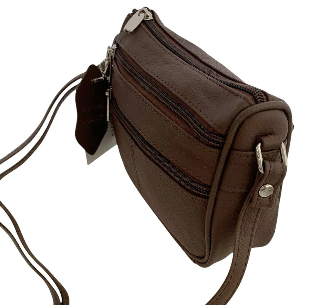 Brown Soft Cowhide Leather Small Handbag Crossbody Shoulder Bag  Purse for Women