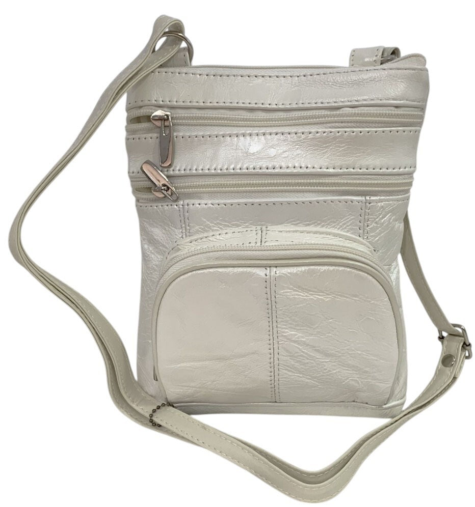 New WHITE Small Leathers Crossbody Messenger Purse Bag  Adjustable Strap