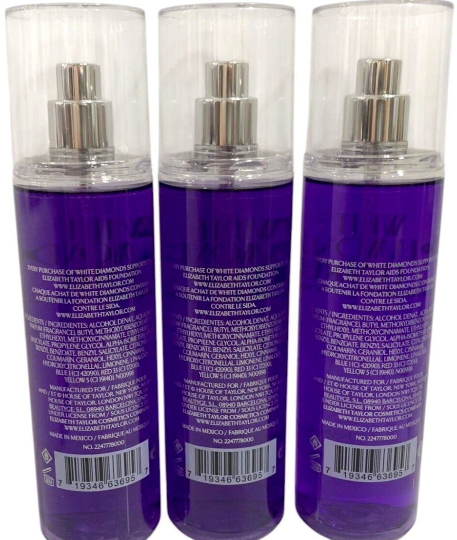 PACK OF 3 WHITE DIAMONDS LUSTRE Elizabeth Taylor Women Fragrance Mist 8.0 oz