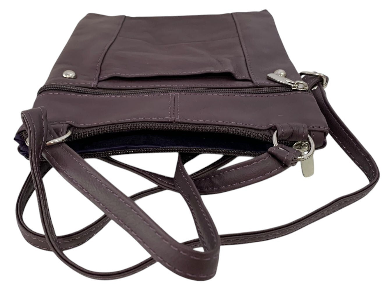 New PURPLE Leathers Crossbody Messenger Purse Bag 5 Pockets, Adjustable Strap