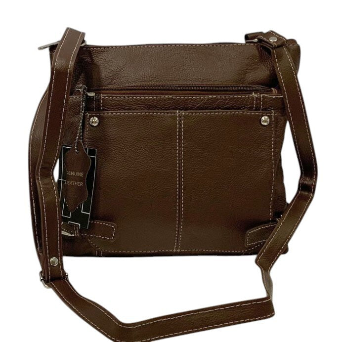 BROWN WOMEN MEDIUM COWHIDE LEATHER CROSS BODY SHOULDER BAG HANDBAG PURSE HOBO