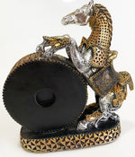 DESK TABLE ANTIQUE STYLE CLOCK WITH RISING HORSE STATUE BATTERY OPERATED