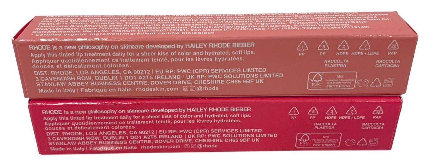 Rhode Peptide Lip Tint 10ml Shea Butter Sheer SET of 2: PEACH PIT & GUAVA SPRITZ