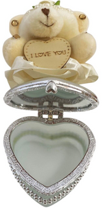 I Love You Bear With Heart Shaped Jewelry Gift Boxes SET OF 2 Pink White