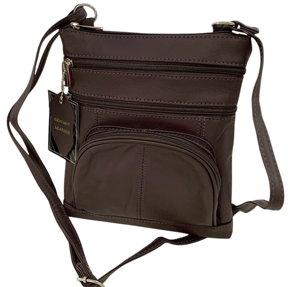 New PURPLE Leathers Crossbody Messenger Purse Bag 5 Pockets, Adjustable Strap