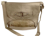 IVORY WOMEN MEDIUM COWHIDE LEATHER CROSS BODY SHOULDER BAG HANDBAG PURSE HOBO