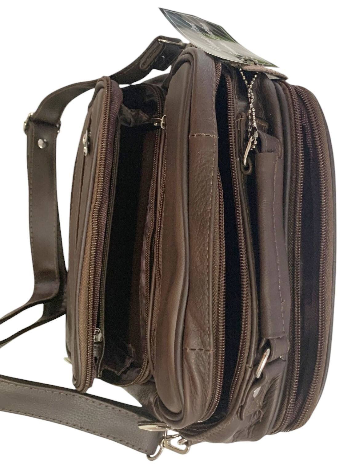 Brown Large Cowhide Leather Messenger Crossbody Shoulder Bag Satchel for Men