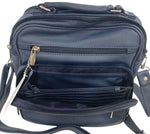 Blue Large Men Cowhide Leather Messenger Crossbody Shoulder Bag Satchel Handbag