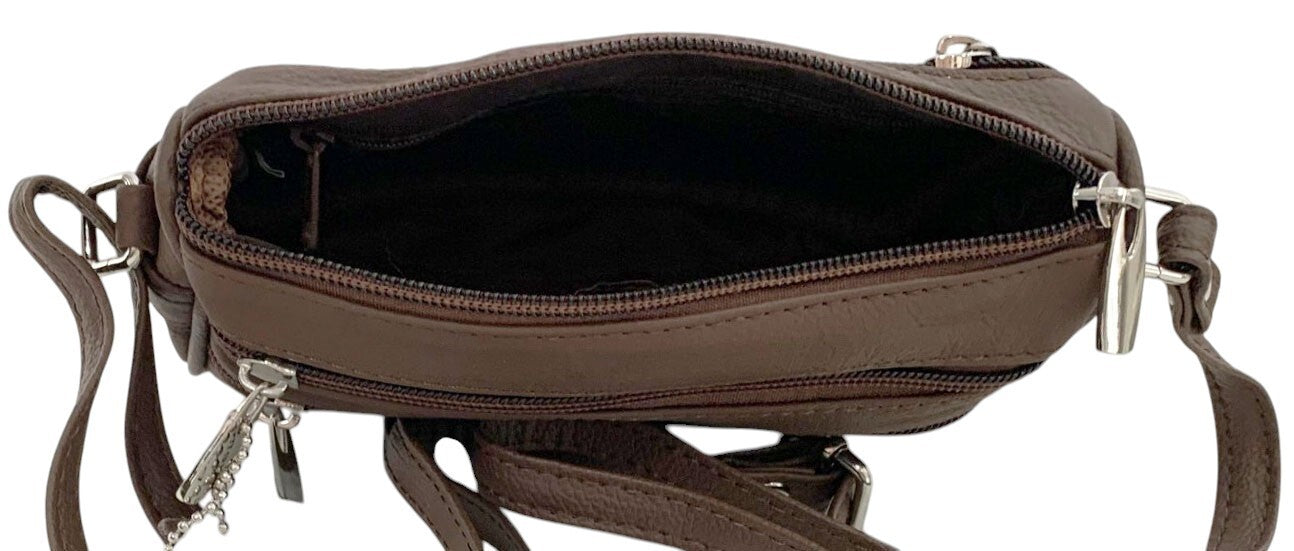 Brown Soft Cowhide Leather Small Handbag Crossbody Shoulder Bag  Purse for Women