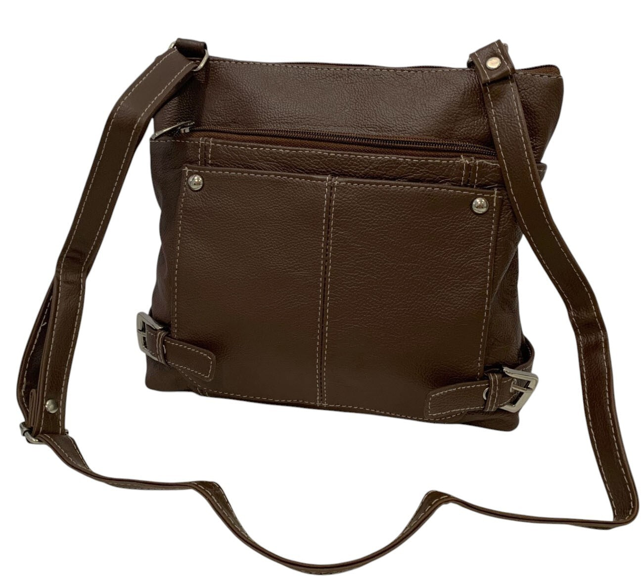 BROWN WOMEN MEDIUM COWHIDE LEATHER CROSS BODY SHOULDER BAG HANDBAG PURSE HOBO