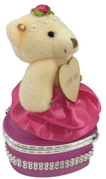I Love You Bear With Heart Shaped Jewelry Gift Boxes SET OF 2 Pink White
