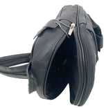 BLACK COWHIDE LEATHER UNISEX  BACKPACK SHOULDER BAG TRAVEL ORGANIZER