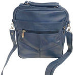 Blue Large Men Cowhide Leather Messenger Crossbody Shoulder Bag Satchel Handbag