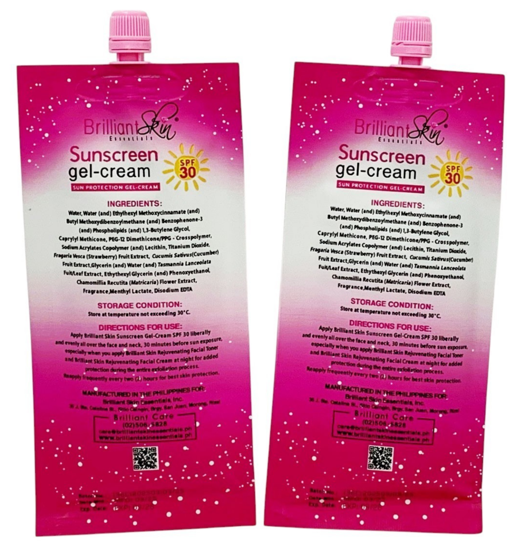 Brilliant Skin Essentials Sunscreen Gel-Cream SPF30 Sachet SET OF 2 (50g each)