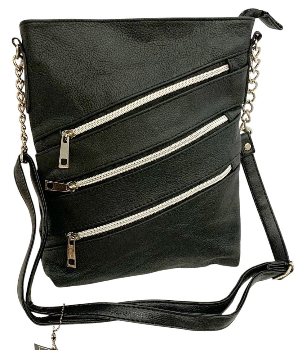 BLACK LARGE SOFT LEATHER MESSENGER SHOULDER BAG CROSS BODY SATCHEL MEN &WOMEN